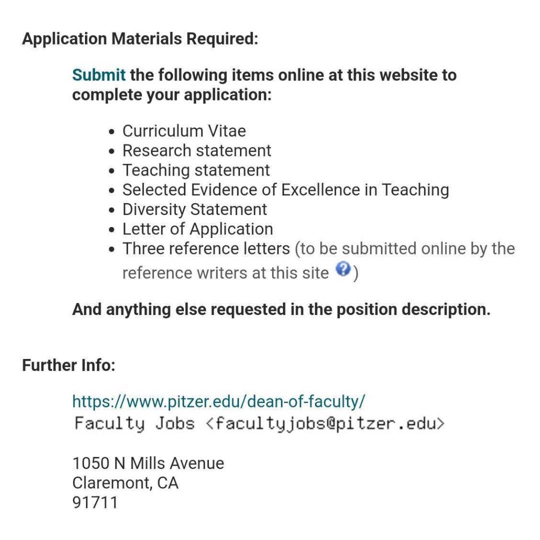 Hiring: Full-Time Tenure-Track Assistant Professor of Chicana Latinx Transnational Studies, Pitzer College. Full description of the position at claremontchicanolatinostudies.org/2023/06/01/hir…

Applicants should submit materials at academicjobsonline.org/ajo/jobs/24941 by October 15th, 2023.