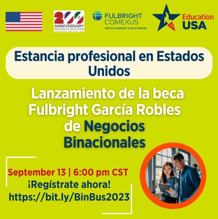 EdUSAPuebla's tweet photo. 🌍📚   🎓🤝 Participa en nuestra sesión informativa y descubre oportunidades académicas y profesionales con la beca de Negocios Binacionales Fulbright-García Robles,explora pasantías empresariales y hasta 4 cursos de posgrado durante 10 meses en EE. UU. 🇺🇸  🌐📈. ¡Una oportunidad excepcional para ampliar tus horizontes!
#EducationUSA #StudyWithUS
