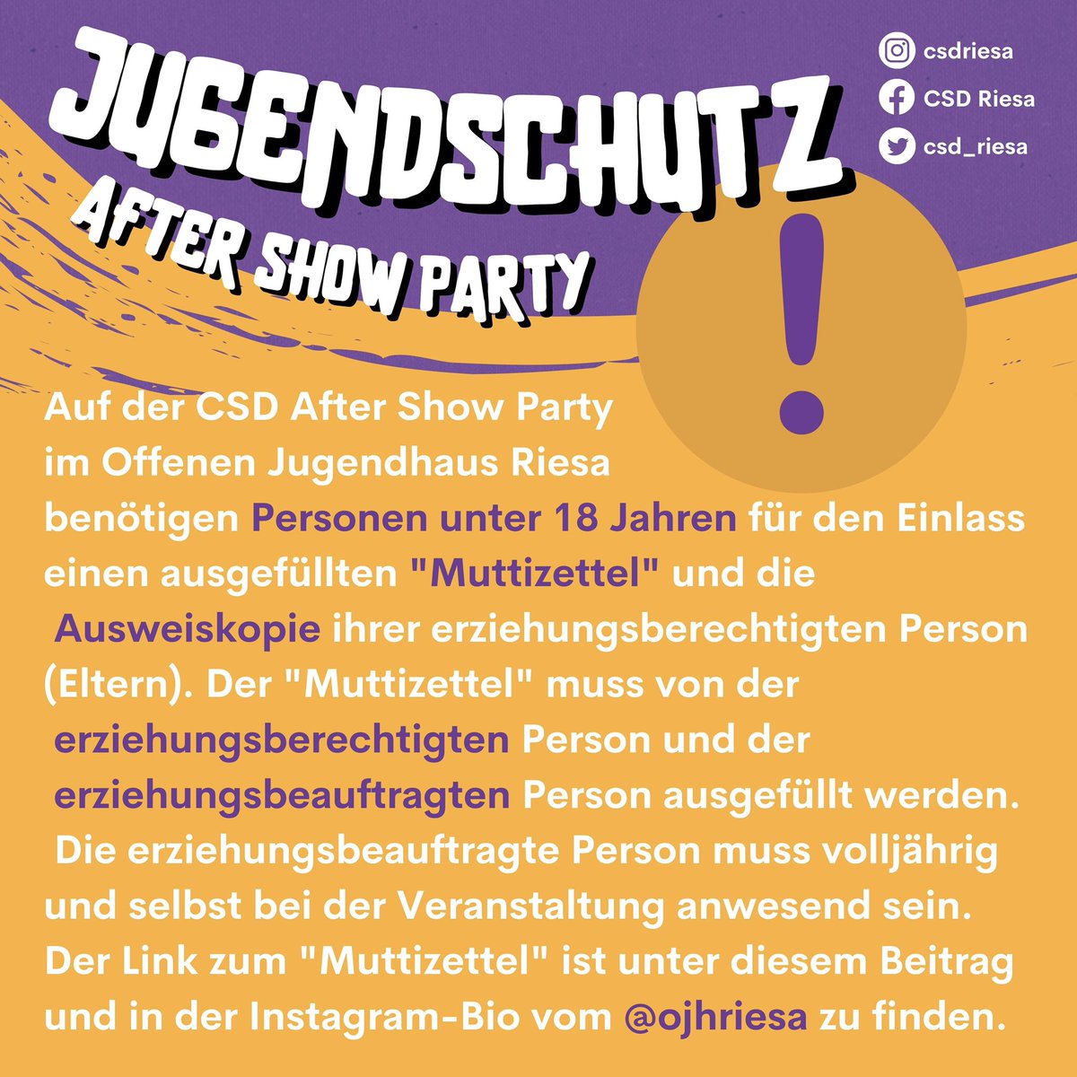 csd_riesa's tweet photo. Wichtig für alle Personen unter 18!
Denkt bitte an euren Muttizettel🫶

Ihr findet ihn unter diesem Link:
https://t.co/ng8N4pzS2z https://t.co/E6KP4oeLWO