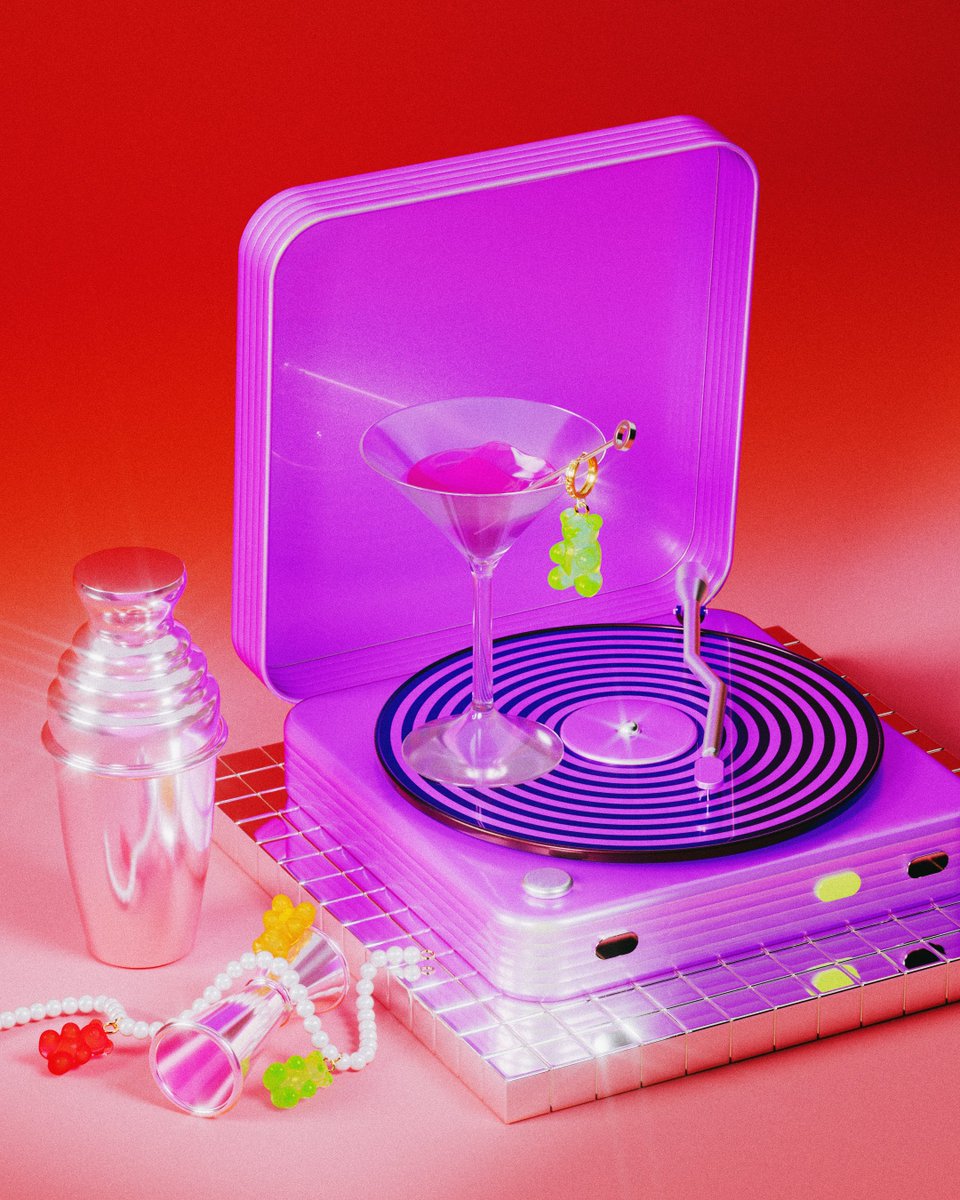 Check out my latest artwork! It's all about the funky vibes, with a turntable and some bling-bling jewelry. Just press play and let the good times roll! #3dart #3dillustration #3dfashion