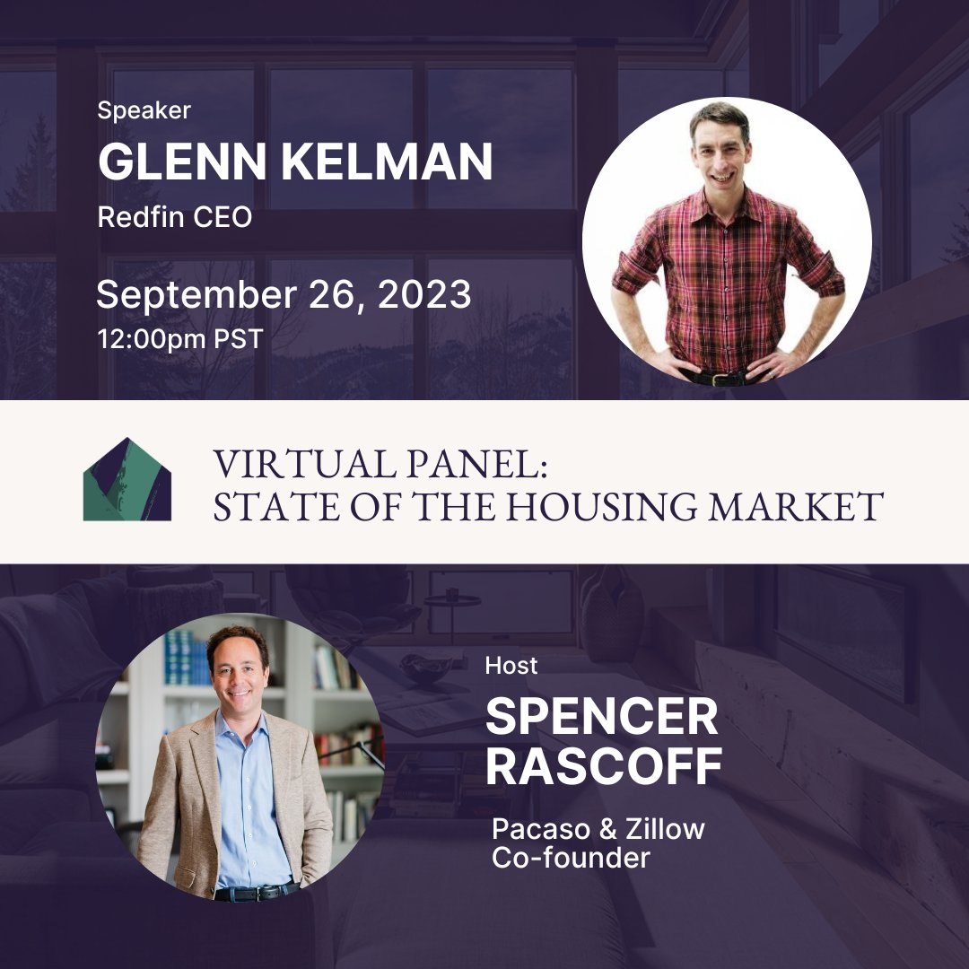 Excited to host another <a href="/pacasohomes/">Pacaso</a> real estate master class with my longtime friend and seasoned industry leader, <a href="/redfin/">Redfin</a> CEO <a href="/glennkelman/">Glenn Kelman</a> on September 26th. We’re covering everything from market dynamics to game-changing innovations we’re seeing across the sector. If you can’t