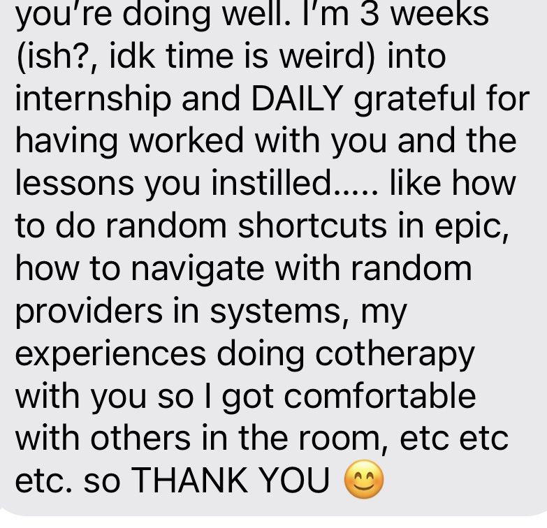 Sometimes, being a supervisor can be a challenging and thankless job and I constantly wonder how I can be doing more for my trainees. But, moments like these make everything worth it 😭 Excuse me while I go wipe my eyes.