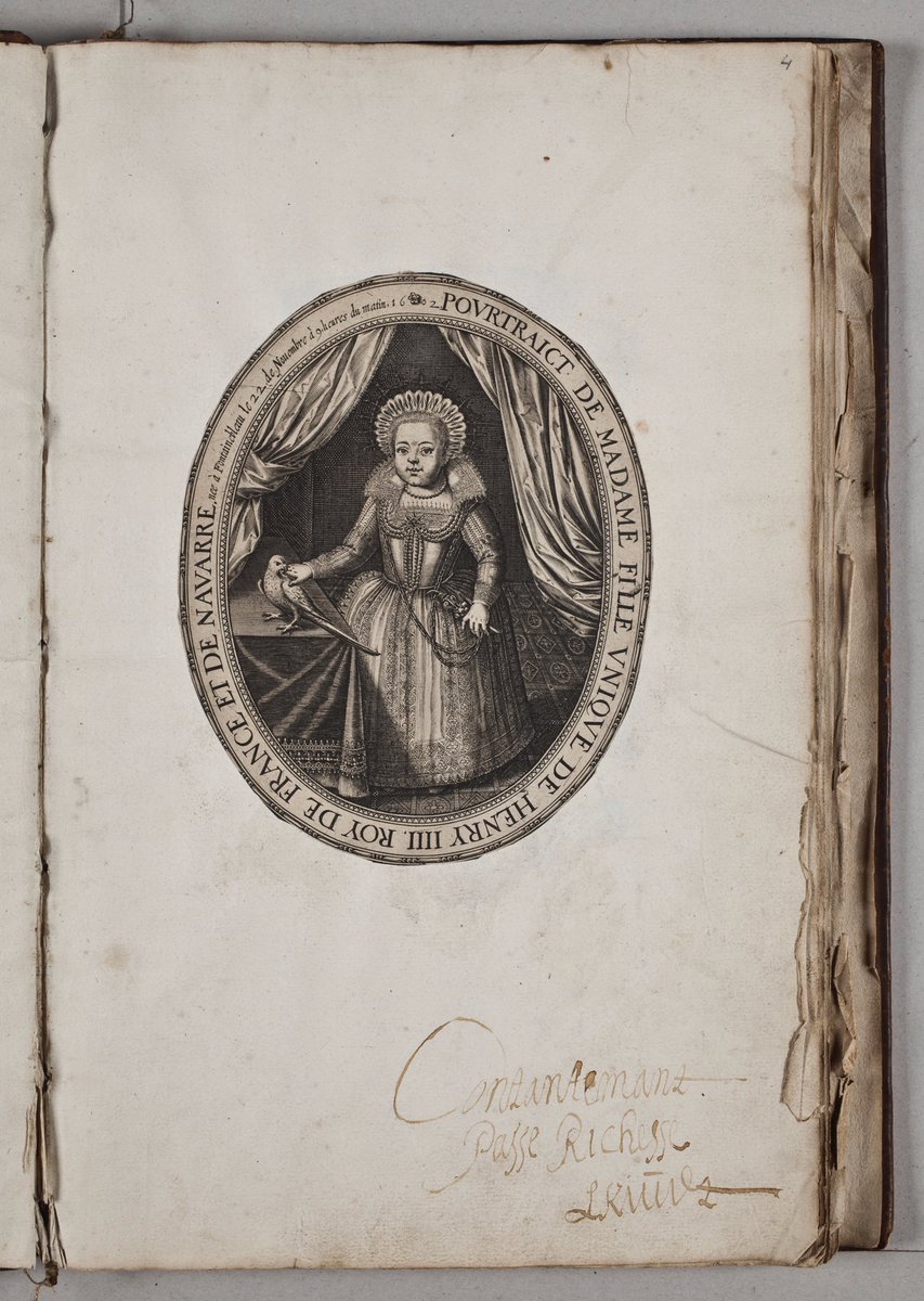 In het ‘Wapenboek van Nederlandse studenten in Angers’ (1614-1617) uit de collectie van de <a href="/KB_Nederland/">KB Nederland</a> kinderportretten van de twee oudste kinderen van de vermoorde Franse koning Hendrik IV, Lodewijk XIII (geb. 1601) en Elizabeth (geb. 1602)