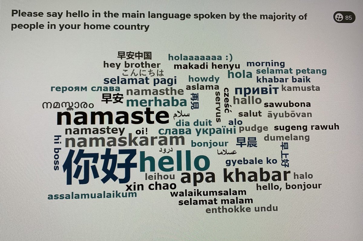At international induction today we had some fun with @VevoxApp. The variety of languages in the room was breathtaking. Our @ATU_Languages colleagues & @oc_trish would have been impressed. We can all learn so much from these students who have travelled so far to join @atu_ie #ATU