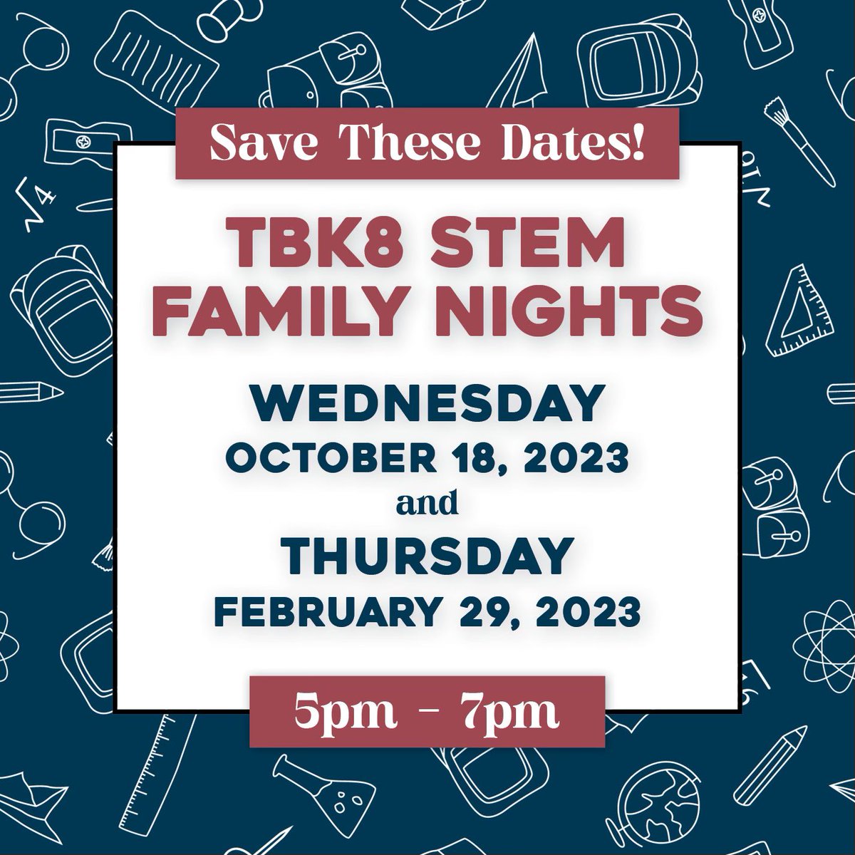Turner Bartels K8 STEM (@tbk8stem) on Twitter photo Mark your calendar! <a href="/TurnerBartelsK8/">Turner/Bartels K8</a> Mark your calendar! <a href="/TurnerBartelsK8/">Turner/Bartels K8</a>