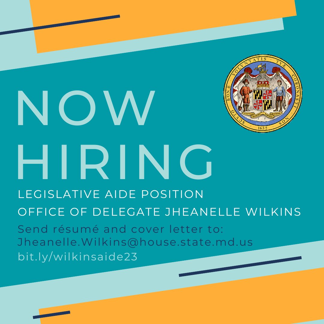 JheanelleW's tweet photo. My office is hiring a part-time Legislative Aide!

Interested in joining our team? Send resume and cover letter to https://t.co/snii1p3Vo8 https://t.co/xV3AoMGk1Q