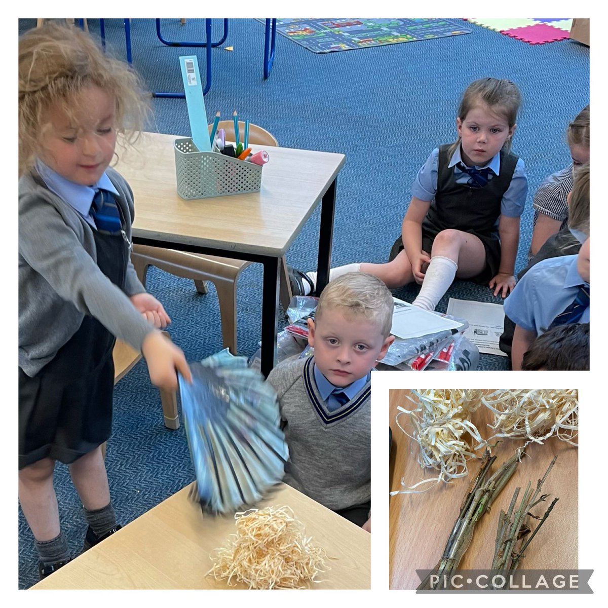 StJosephsERC's tweet image. P1 investigated more about Materials in Science today, predicting and then testing which  one would be strongest for the 3 Little Pigs’ House.  We discussed fair testing and then had fun trying to blow and fan our straw,  stick and brick walls down. 🏠🐷#ErcStem