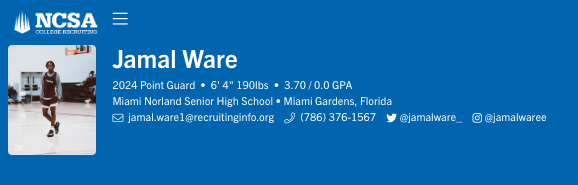 COACHES!!

ℹ️2024 Jamal Ware (@jamalware_) 
📽️recruit-match.ncsasports.org/clientrms/athl…

<a href="/NCSAmbb/">NCSA Men's Basketball</a>