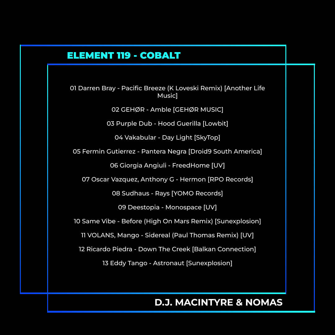 DJMacIntyre's tweet photo. Element 119: Cobalt now available to stream on YouTube!
https://t.co/PKIdYxUpcn

#djmacintyre #slc6 #progressivehouse #undergroundmusic#techno #melodictechno #djmixseries #element119 https://t.co/FcHP7qWSV7