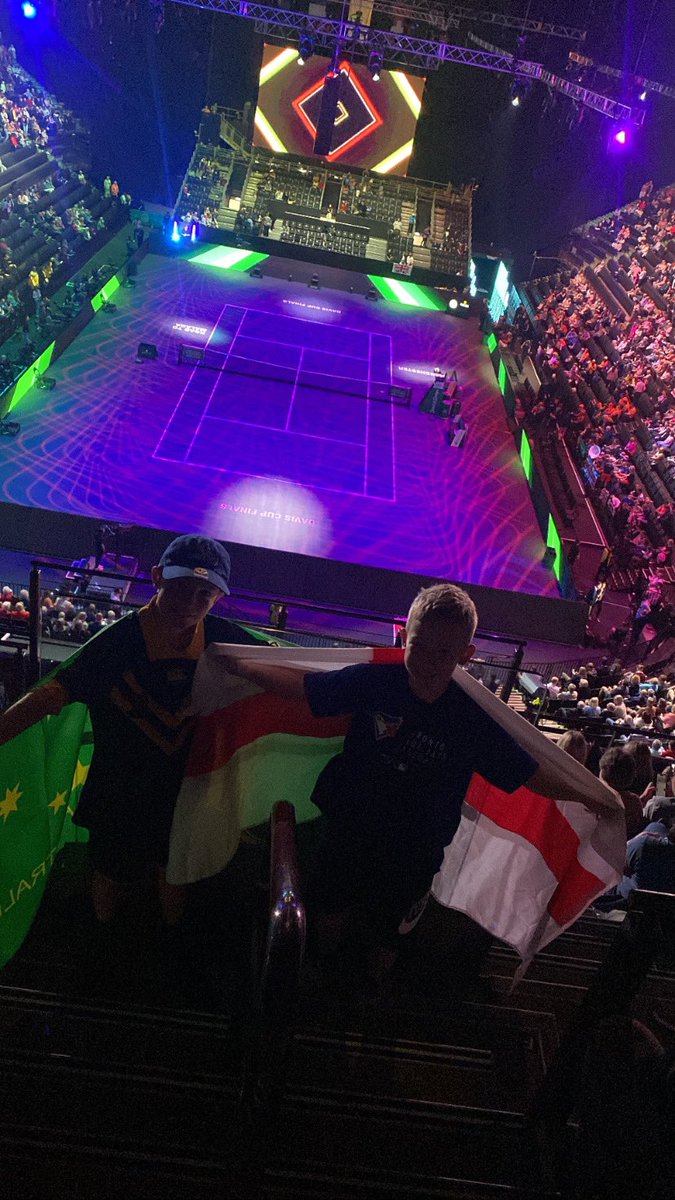 cmjsharpe's tweet photo. The boys are ready Great Britain v Australia @DavisCup @the_LTA @TennisAustralia @RobinParkTennis  🎾🇬🇧🇦🇺🎾
#davidcupmcr #britishmum #aussiedad #pickyourteam https://t.co/kVU3FHN0ox