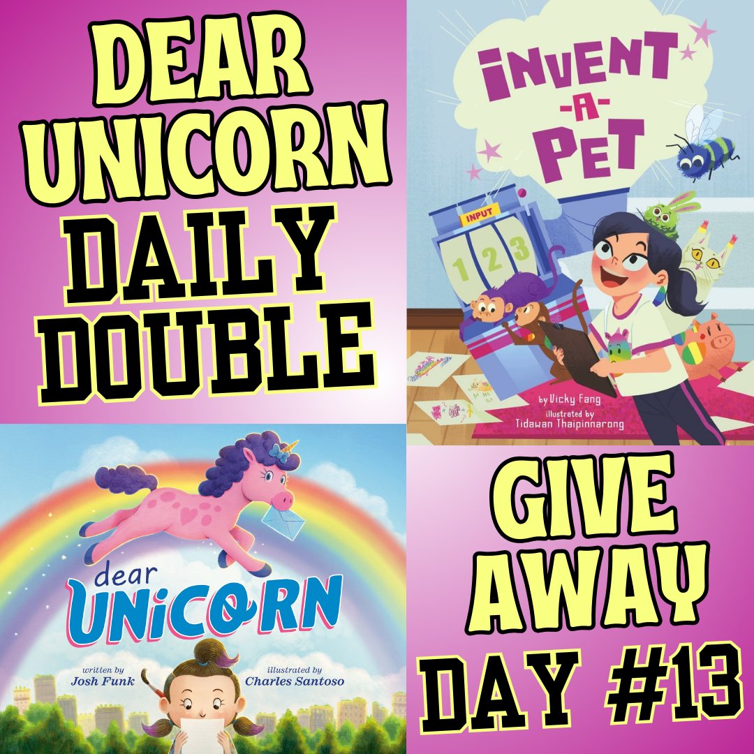In SIX days, my 19th book, DEAR UNICORN, releases. To celebrate, I’m giving away 19 copies of DEAR UNICORN and a favorite picture book of mine. Today's #Giveaway includes INVENT-A-PET by <a href="/fangmous/">Vicky Fang</a> &amp; <a href="/sandytidawan/">Tidawan ✨</a>

To enter:
✅ FOLLOW
❤️ LIKE
🔃 RT/QT

BONUS: 👉 REPLY &amp; TAG A