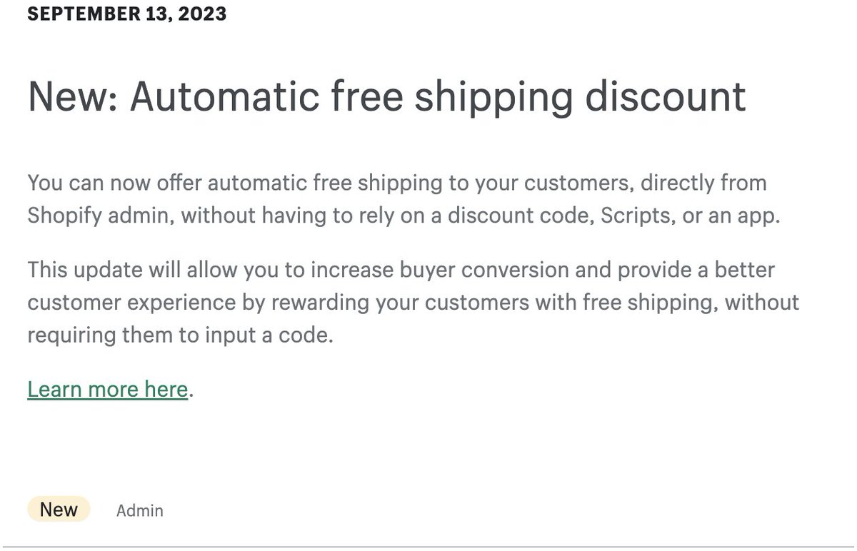 JeffreyHaga's tweet photo. Definitely excited about automatic free shipping discounts but why can't I tie it to a customer segment 🥴 https://t.co/7ioUTK7dYe