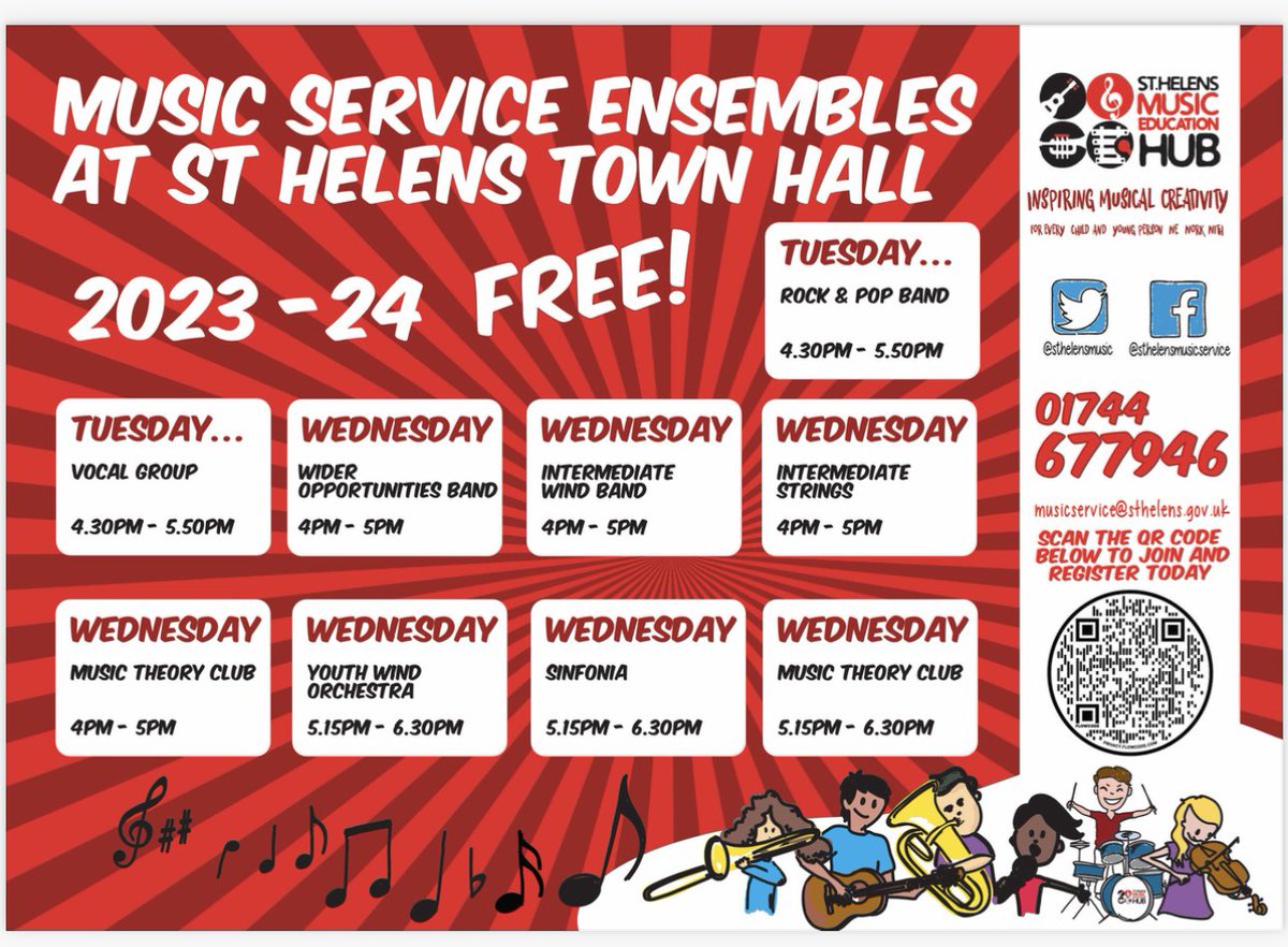 Amazing opportunities are available through <a href="/sthelensmusic/">StHelensMusicService</a> for all children in St Helens, these are also free. We hope to see some of our musicians from ELE signing up! #musicopportunities