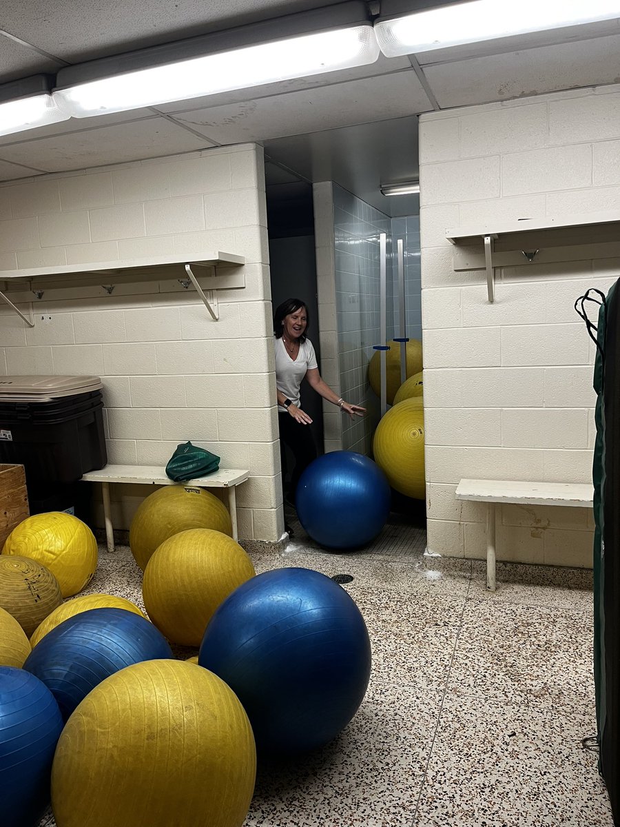 Amazing retired teachers who come back to help. <a href="/ROMHDSB/">RollingMeadowsHDSB</a> Sandra Lumsden helping to get DrumFit kits ready for schools.
