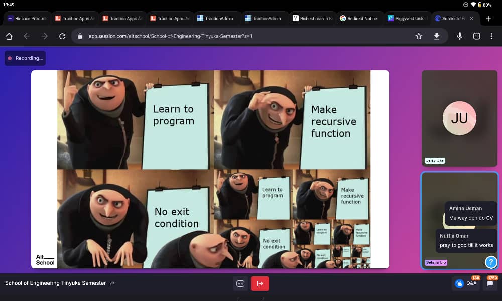 Demicoder's tweet image. First live class with @AltSchoolAfrica 
Day one on the journey to becoming a world class Software Engineer
One of my best decision ever💃
#100daysofcoding #codinglife