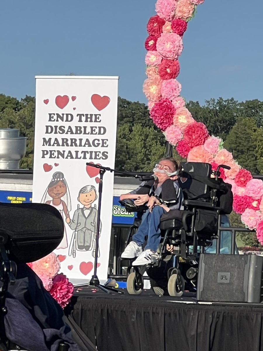 Image from the DC event for Disabled Marriage Equality! 'We are gathered together to create radical change,' @thesteveway says we are forced to play by a different set of rules and that ends right now. #LoveTax #EndTheLoveTax #DisabledMarriageEquality