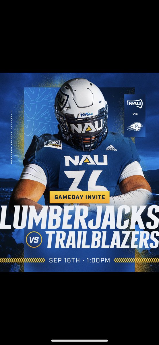 ClappGriffen's tweet photo. I will be at NAU this weekend. Excited to watch some Lumberjack football!! Thank you @Coach_Hoff_NAU for the invite!
@Coach_G87 @DrewInness @NC_CrusadersFB https://t.co/ycJL3w6KJn