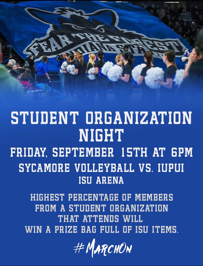 IndStateFSL (@indstatefsl) on Twitter photo We can't wait to see everyone at the <a href="/IndStVB/">Indiana State Volleyball</a> Student Organization Night. Swipe-in for attendance will begin at 5:30 PM and end at the start of the third set! We can't wait to see everyone at the <a href="/IndStVB/">Indiana State Volleyball</a> Student Organization Night. Swipe-in for attendance will begin at 5:30 PM and end at the start of the third set!