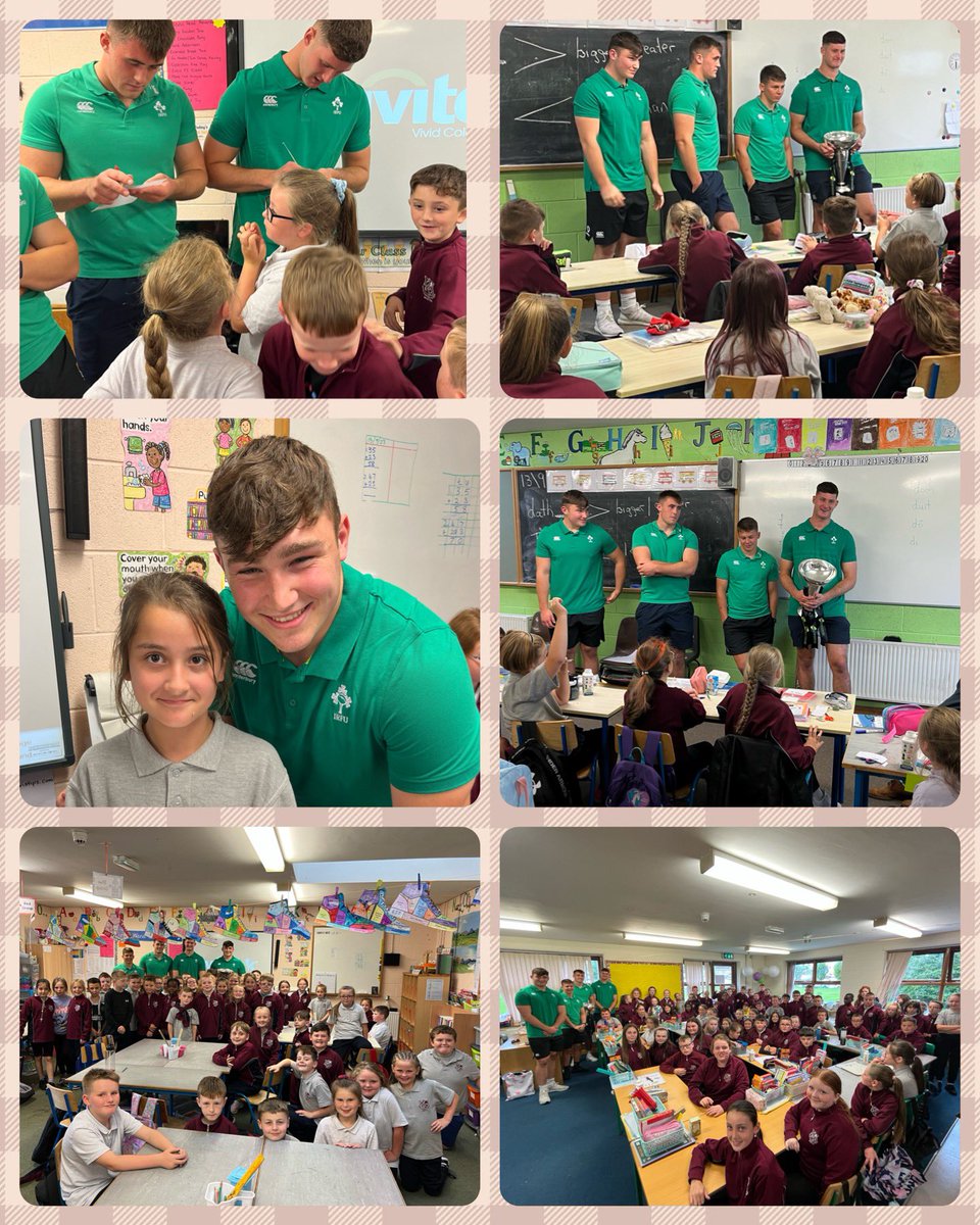 🇮🇪🏉What a day in CC! The amazing Ruadhán, Brian, Evan and Jack from the Irish U20’s Rugby Team came to visit our superstars today to show off their Six Nations Cup! They gave great advice to all our boys and girls and showed how hard work and determination pays off! @IrishRugby