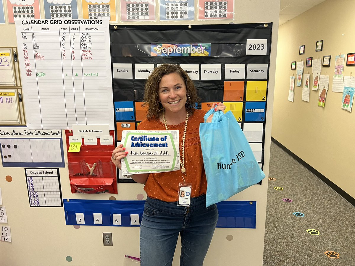 Congrats to ASE’s wonderful first grade teacher <a href="/MrsWard_ASE/">Kim Ward</a> on being selected as a <a href="/HumbleElemMath/">Humble ISD Elementary Math</a> Twitter (X) winner!! A well deserved recognition! <a href="/HumbleISD_ASE/">Atascocita Springs</a> #ASEPantherMathematicians🐾💚🖤