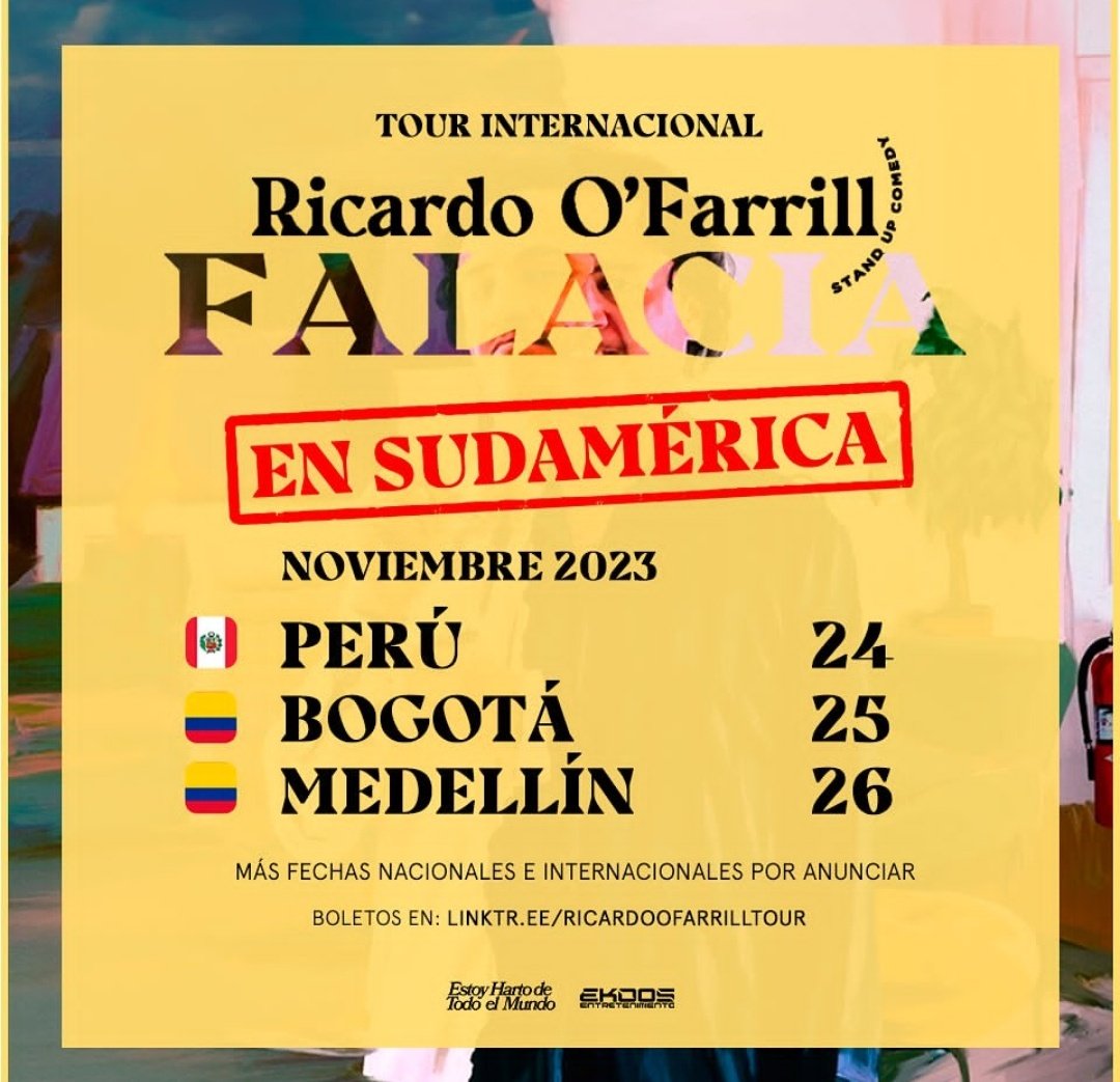 Ricardo O'Farrill en Perú 🇵🇪!!! No esperes y compra tu entrada para este gran show de @richieofarrill_ 🔥. Entradas en @joinnus 🎟️🎟️🎟️. 24 DE NOVIEMBRE, nos vemos en el show ☺️❤️. #capacidadlimitada