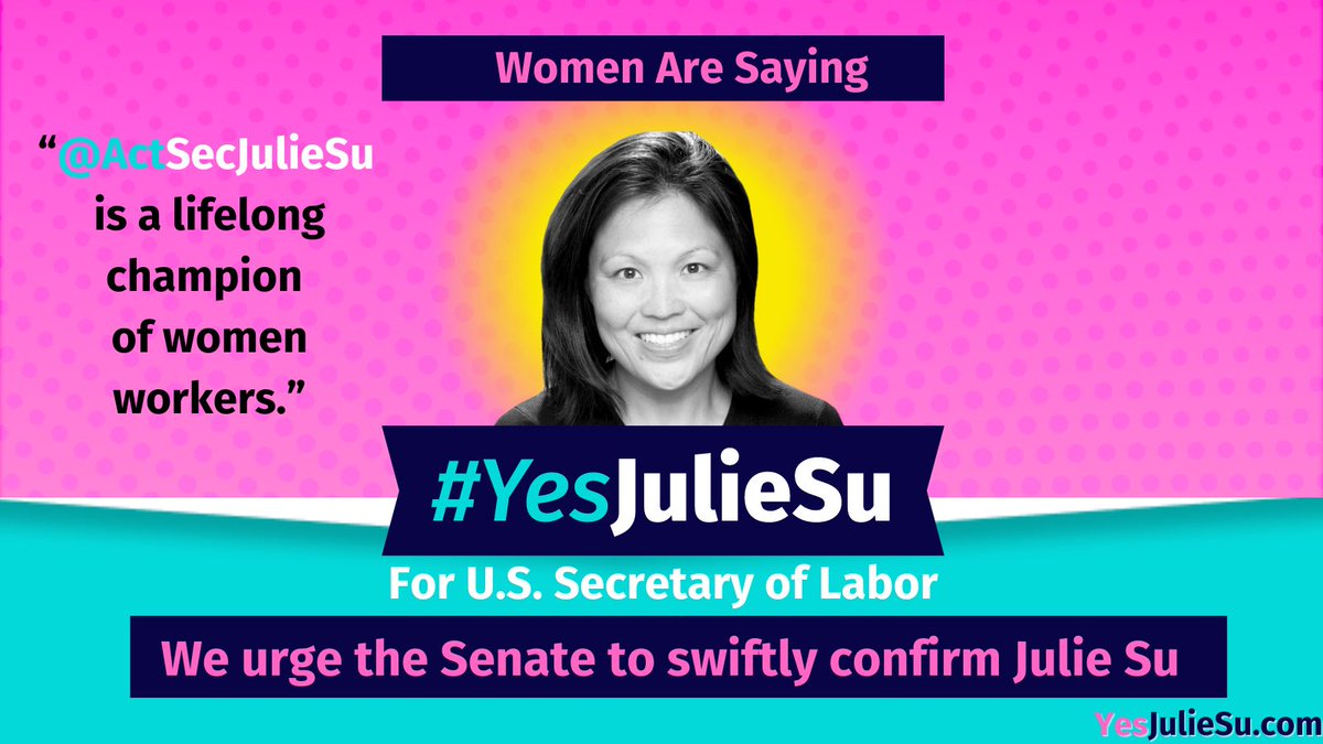 We AADC @AsianDems join @NPWF @nwlc in saying women workers across America will have a champion in @ActSecJulieSu as Secretary of Labor. We urge the Senate to swiftly confirm her. RT to say #YesJulieSu