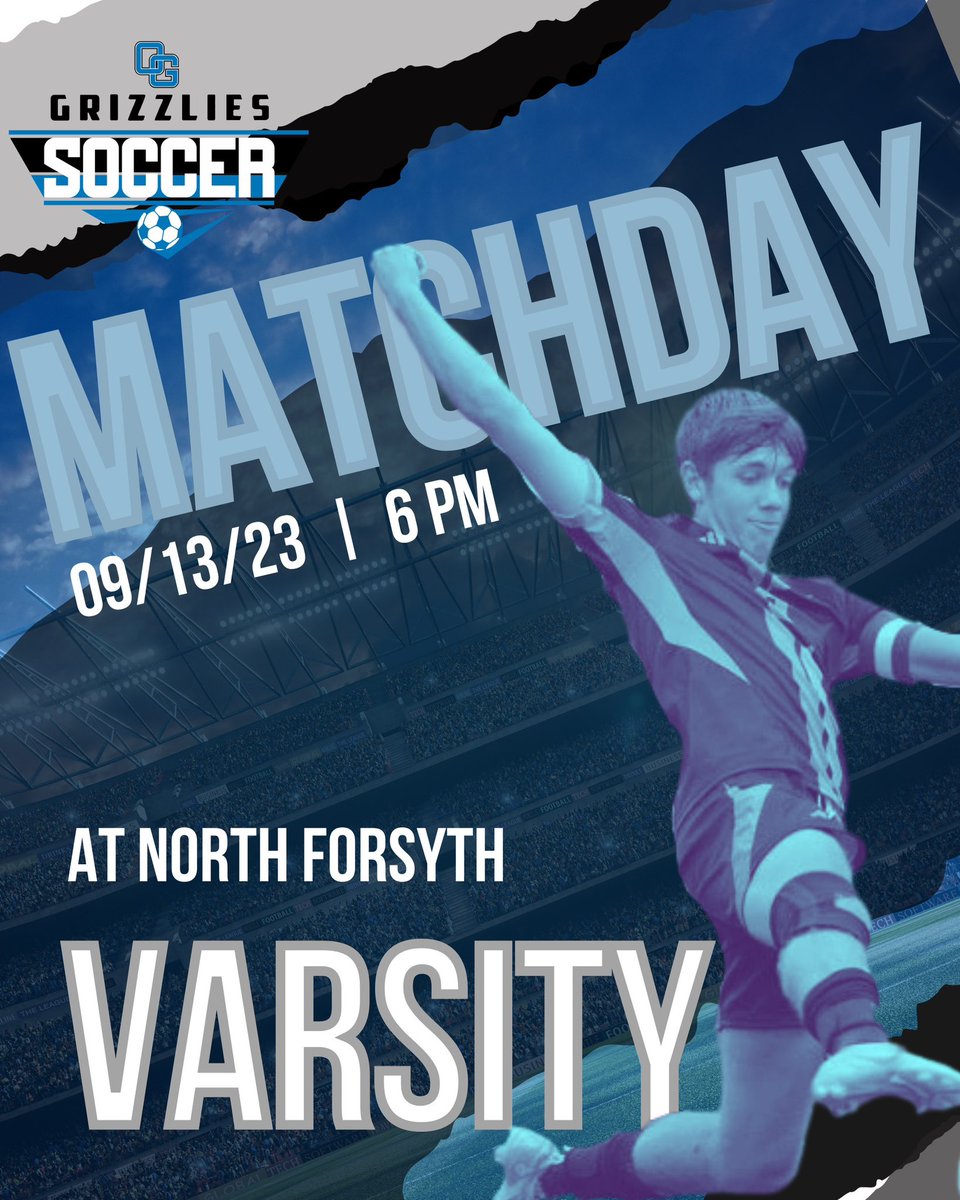 OGHSoccer's tweet photo. Match 2 of 3 for the week! Come on out and support your Grizzlies as we take on North Forsyth tonight, varsity only!
๐ North Forsyth
๐๏ธ North Forsyth High School
โฐ 6pm
#BeOG #RalphStrong #NextLevel https://t.co/YKuq6n5YnJ