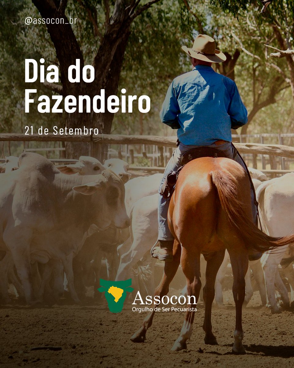 assocon's tweet image. Hoje é o Dia do Fazendeiro!

Agradecemos todos os pecuaristas do país por cuidarem do campo com paixão e comprometimento! Vocês são a base do segmento e responsáveis por fortalecer a economia nacional.