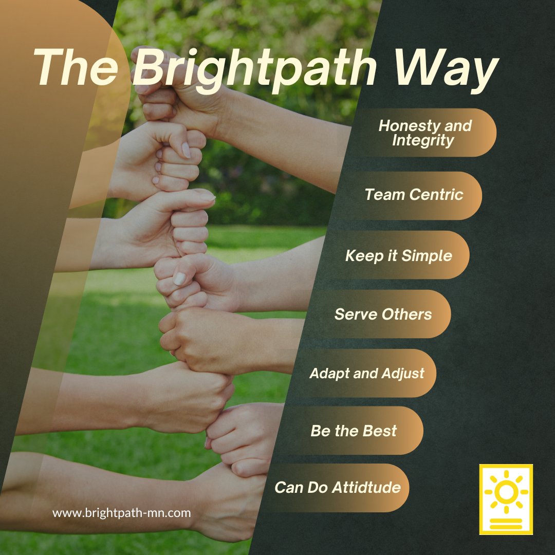 BrightpathLlc's tweet image. At Brightpath, we maintain seven core values that the whole team embodies. And we’re excited to share them with your team and the individuals you serve!
