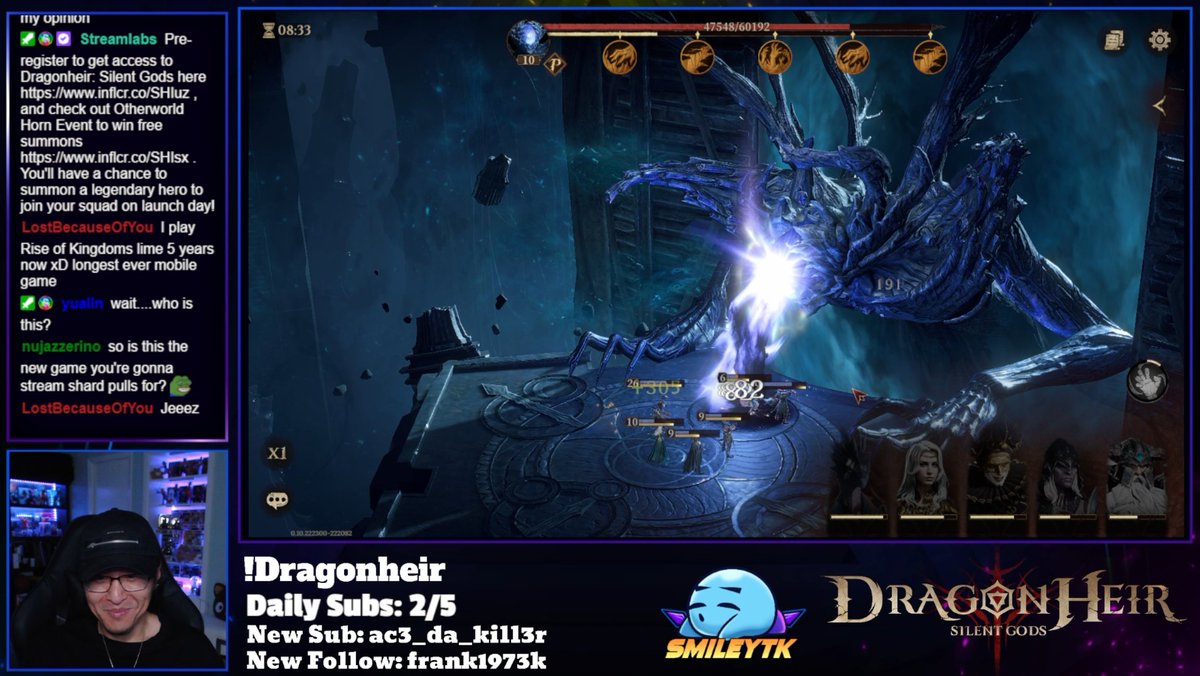 SmileyTK3's tweet image. Thank you for checking out the stream for @Dragonheir_SG
Check out vod if you missed it!
Stream: twitch.tv/smileytk3
Pre-Register: inflcr.co/SHItx
Global Launch: Sept 19th on PC, MAC, Android &amp;amp; iOS. #dragonpartner #dragonheir #DragonheirSilentGods #preregister #ad