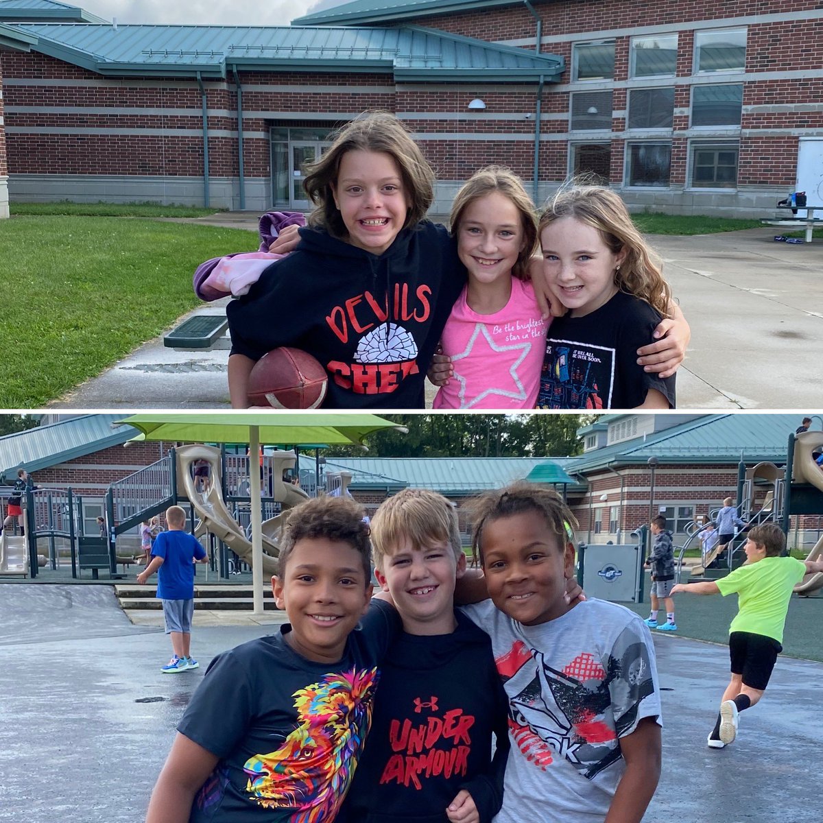 MegaraThompson's tweet photo. We were thrilled the sun came out and dried up all the rain. Our 5th graders were happy it was just in time for recess time too! #recessrocks https://t.co/omjwHPxhjj