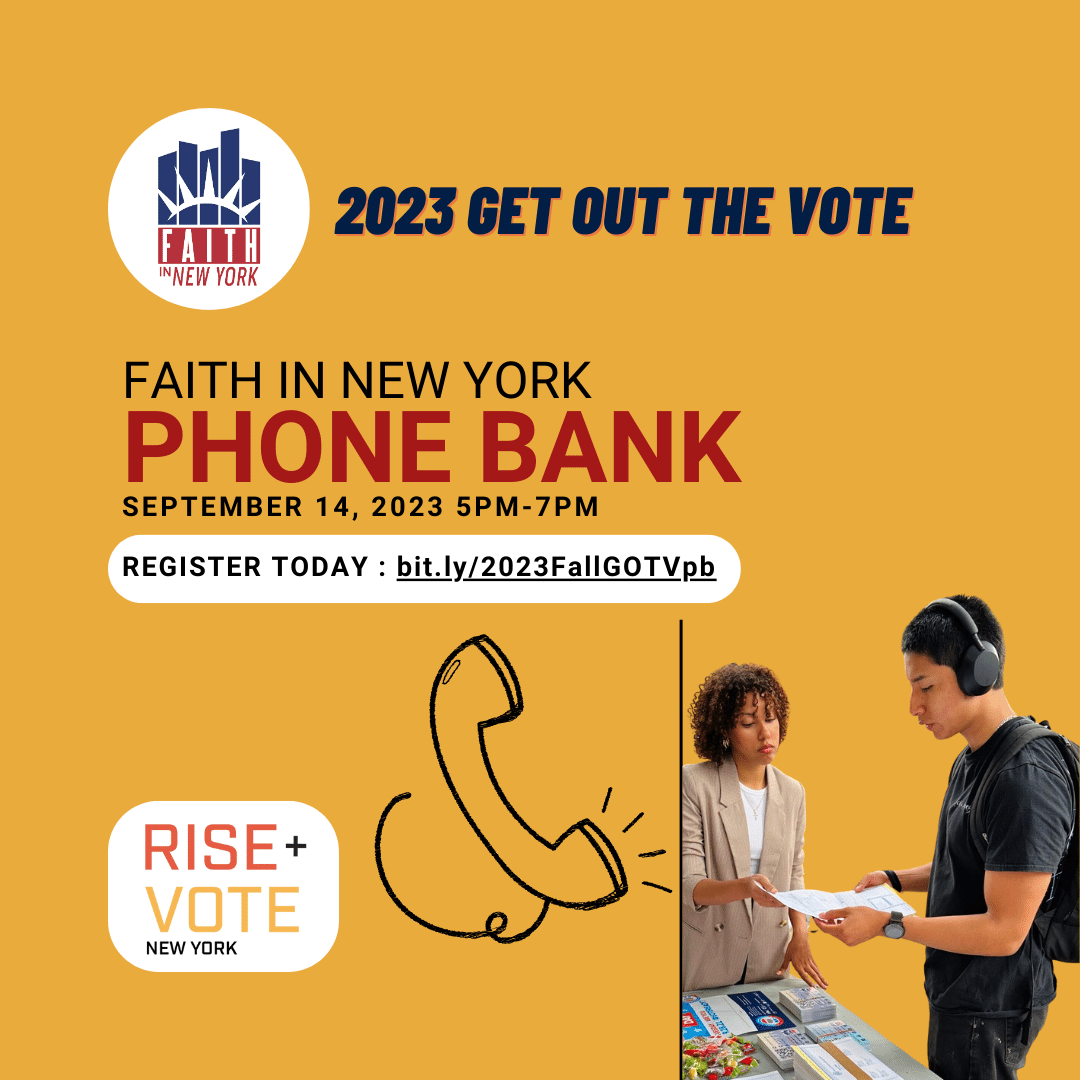 FaithinNewYork's tweet image. Join us in faith &amp;amp; action! National Voter Registration Day is around the corner on 9/19. Be part of our "Get Out the Vote" Phone Banking event tomorrow, 9/14. Your voice matters. Sign up in our bio to Volunteer &amp;amp; empower our community to register &amp;amp; vote. #GOTV2023 #Faith #FINY