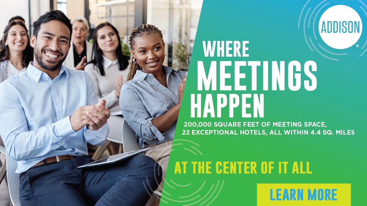 connectmeetings's tweet image. With 200+ restaurants, 22 hotels, acres of parks, and tons of unique off-site venues--all within a compact 4.4 square-mile area, Addison is perfect for your next conference. Centrally located near all North Texas has to offer, Addison is at the center of it all! 

#VisitAddison