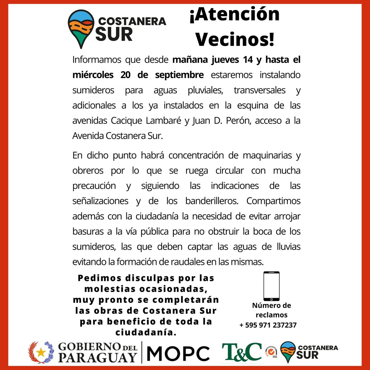 ATENCIÓN CIUDADANOS‼️
Compartimos algunas indicaciones de Costanera Sur