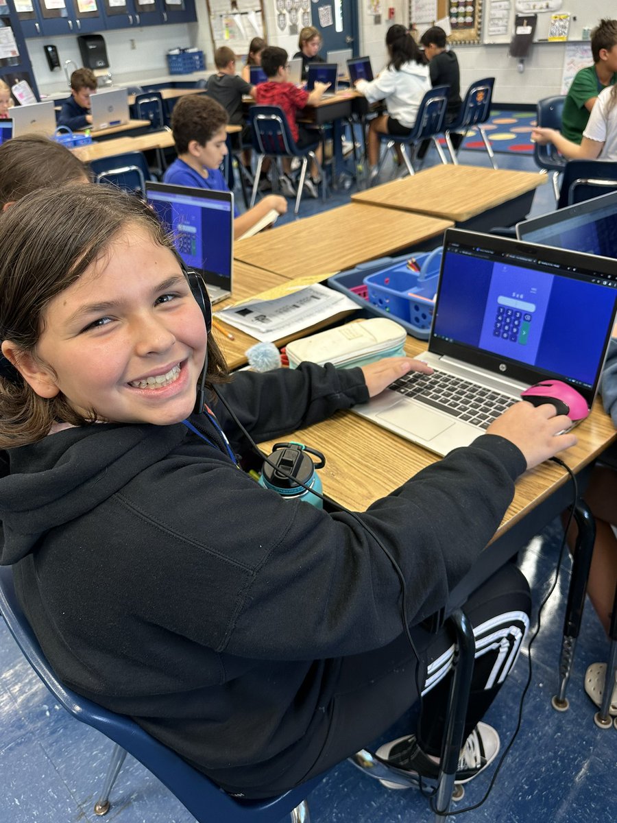 LaurelOakElem's tweet photo. Fifth graders are doing a great job mastering math facts. They love 99 Math. #multiplykindness https://t.co/18FcqrAw5R