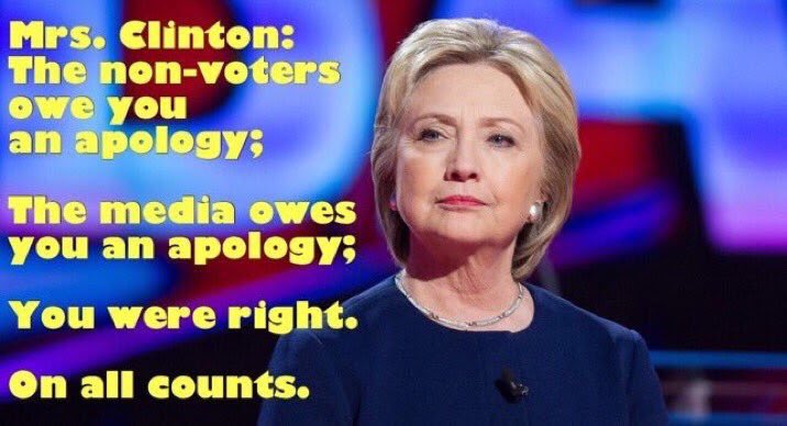 FactsATruth's tweet photo. This is a naked Truth,  Not on Truth Social.   

Hillary Clinton had  no scandals,  no bigotry,  no collusion,  NO INDICTMENTS;  
no mugshot, never jailed, and  
never had to take fifths a single time.
The #MAGARepublicans  and media owe her an apology. 
https://t.co/ijiLEfJ2wv https://t.co/mG7TLURUIH