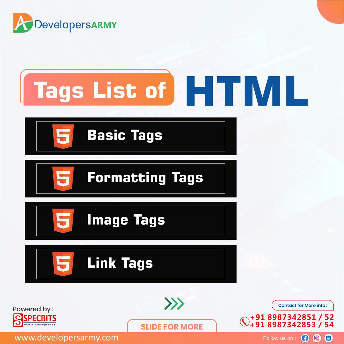 DevelopersArmy's tweet image. Tags List Of HTML By Developers Army
For More Read Description

#developersarmy #HTML