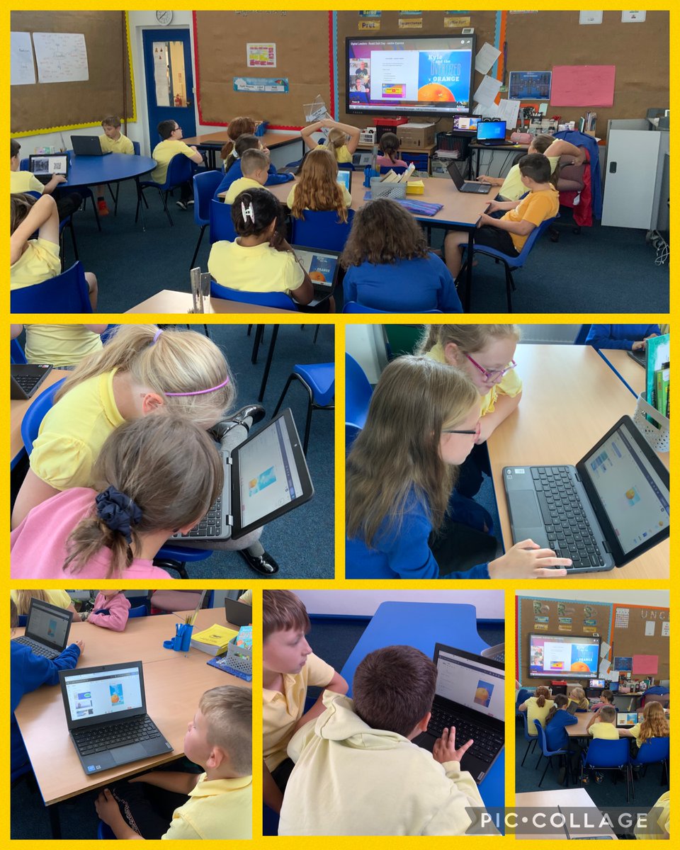 We really enjoyed our live lesson with @AdobeExpress today for #RoaldDahlDay We were able to use lots of skills to create our own book cover based on James and the Giant Peach! @rhosyfedwen