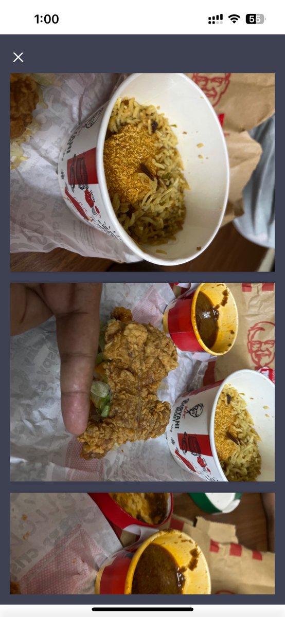 prashantmaurya4's tweet photo. @KFC_India 
I ordered a double down and veg biryani. To my surprise I got a 1/3rd portion of each item. I ordered from sector 70 noida branch. The food was pathetic and I felt cheated. Swiggy order ID 153600758126021

Pathetic experience from KFC. @kfc https://t.co/46yqZqSQXd