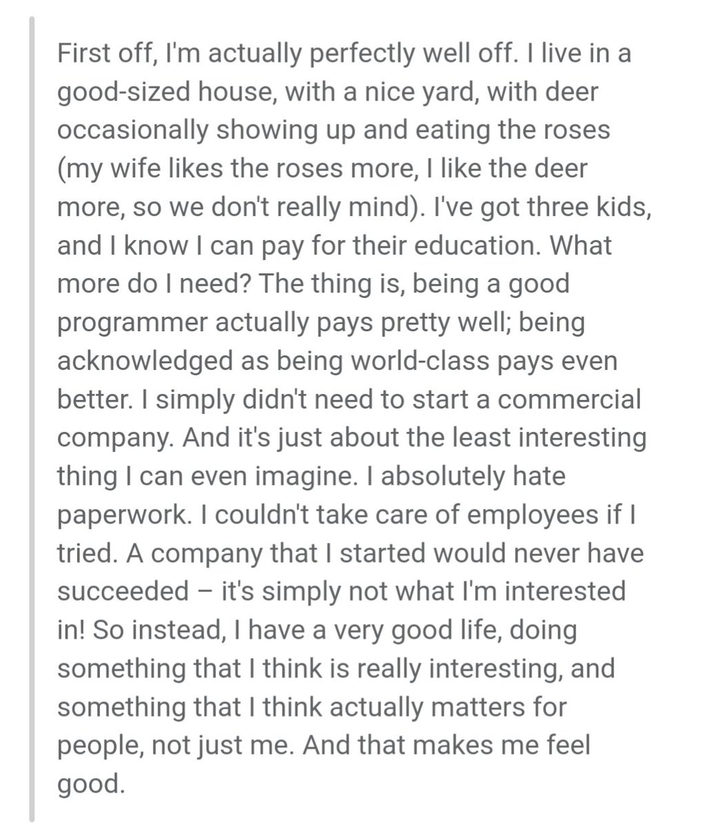 tautologer's tweet image. Linus Torvalds on his net worth. pretty based tbh