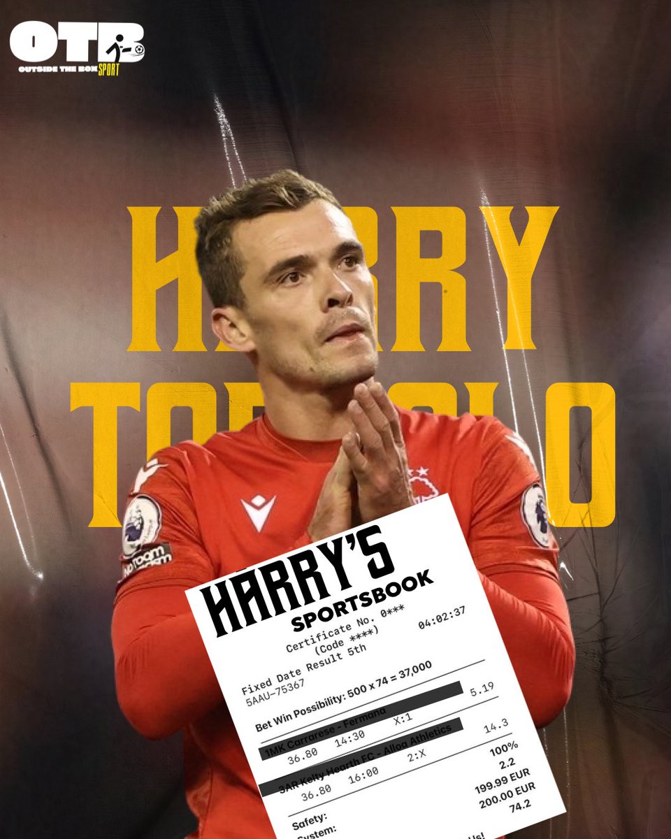 otboxx's tweet photo. Toffolo hit with 375 betting charges by FA. Forest defender faces suspended five-month ban and hefty fine. Another case of gambling addiction in football? #Toffolo #NottinghamForest #FABettingRules https://t.co/NoinlfnxJy