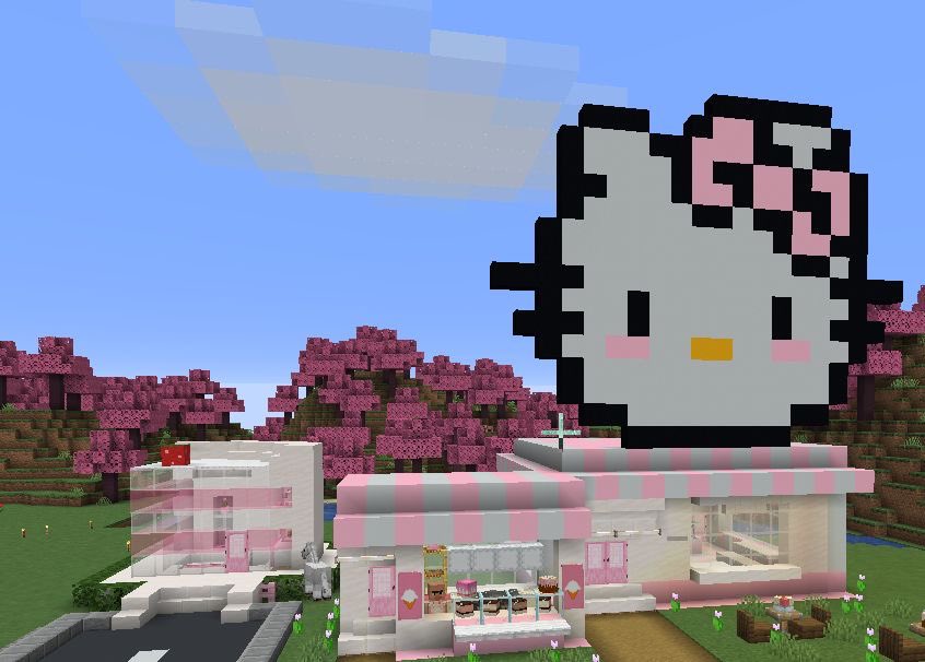 heartipink's tweet photo. hello kitty minecraft world https://t.co/xItQb4P2Rc
