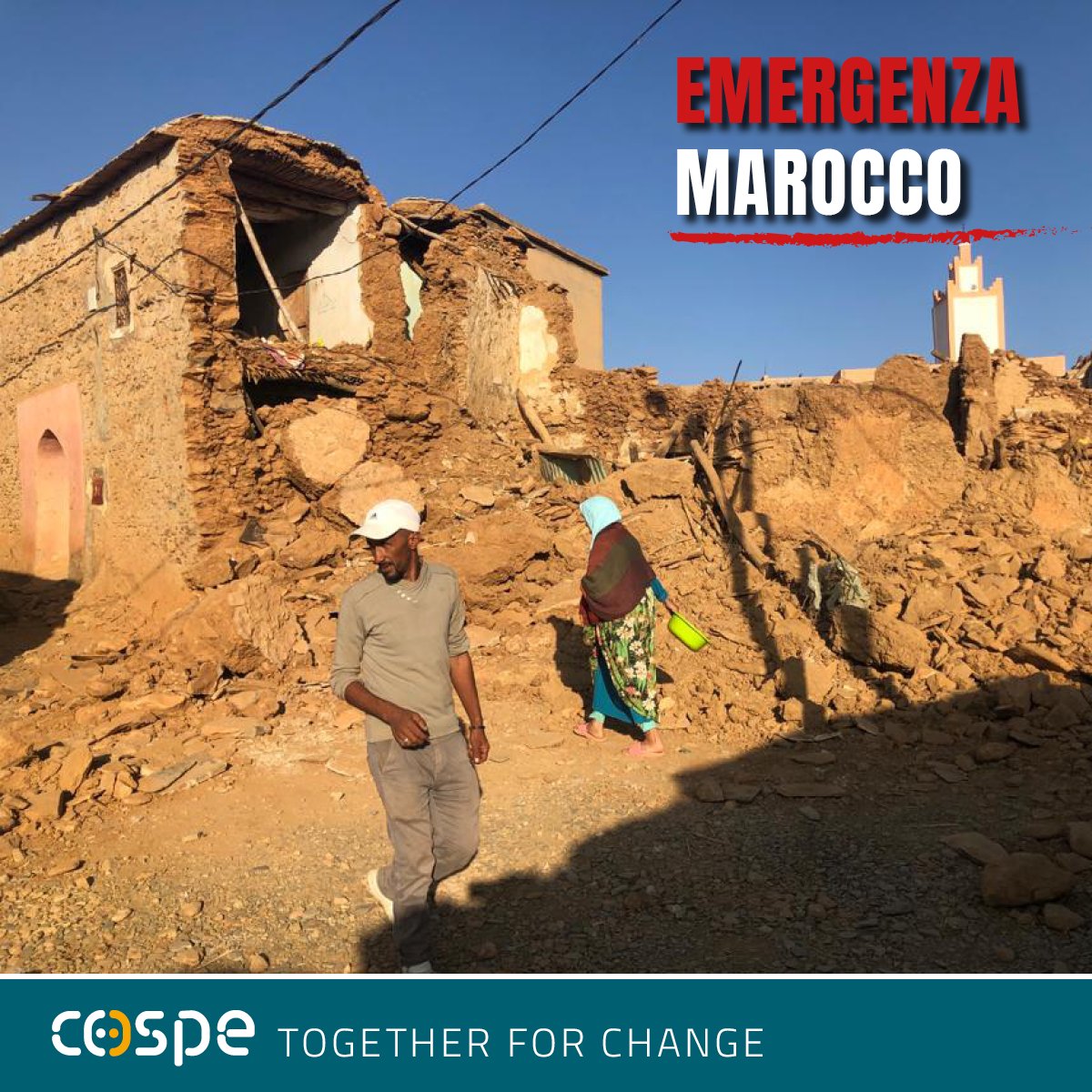 I bisogni sono davvero tanti nella zona dell’Alto Atlante. In questo momento è completamente bloccata e le abitazioni sono quasi completamente distrutte. C'è un bisogno diffuso di acqua e beni prima necessità.
⁠Unisciti a noi, dona ora! ⁠➡️ emergenzamarocco.cospe.org