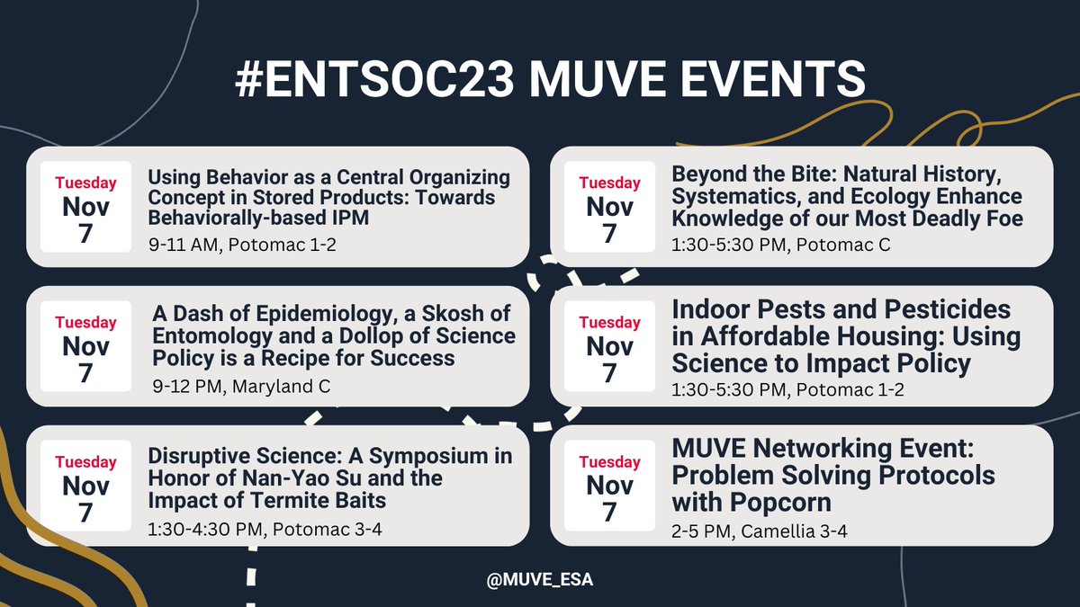 MUVE_ESA's tweet photo. #EntSoc23 is quickly approaching! Conferences can be overwhelming, so we compiled MUVE-specific symposia and events into this tweet. 😏 Also check out the MUVE TMP and student sessions and other events at ESA!

See ya at National Harbor, MD! 👋 https://t.co/XQceSR45UX