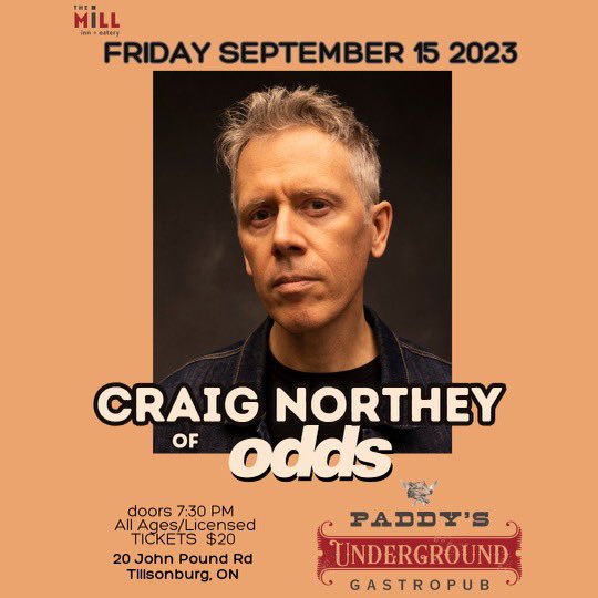 We’re just two days away from Craig’s solo show in Tillsonburg, ON! Grab your tickets now to see if he can remember all the words. eventbrite.ca/e/craig-northe…
