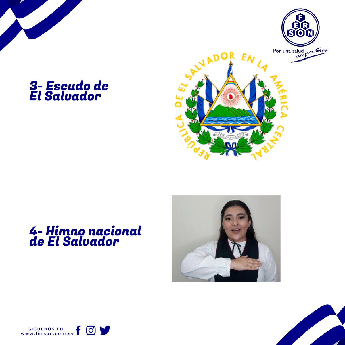 FersonSV's tweet photo. Recordemos cuales son los símbolos patrios de El Salvador 📷 #Ferson #SaludSinFronteras #MesCivico https://t.co/D4rlv2VQfs