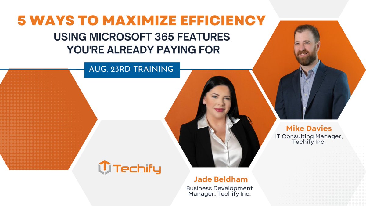 TechifyYourIT's tweet image. Our August webinar — 5 Ways to Maximize Efficiency Using #Microsoft365 Features — was one of our most highly attended sessions.

In case you missed it, here&apos;s the recording → bit.ly/3PfVDAH