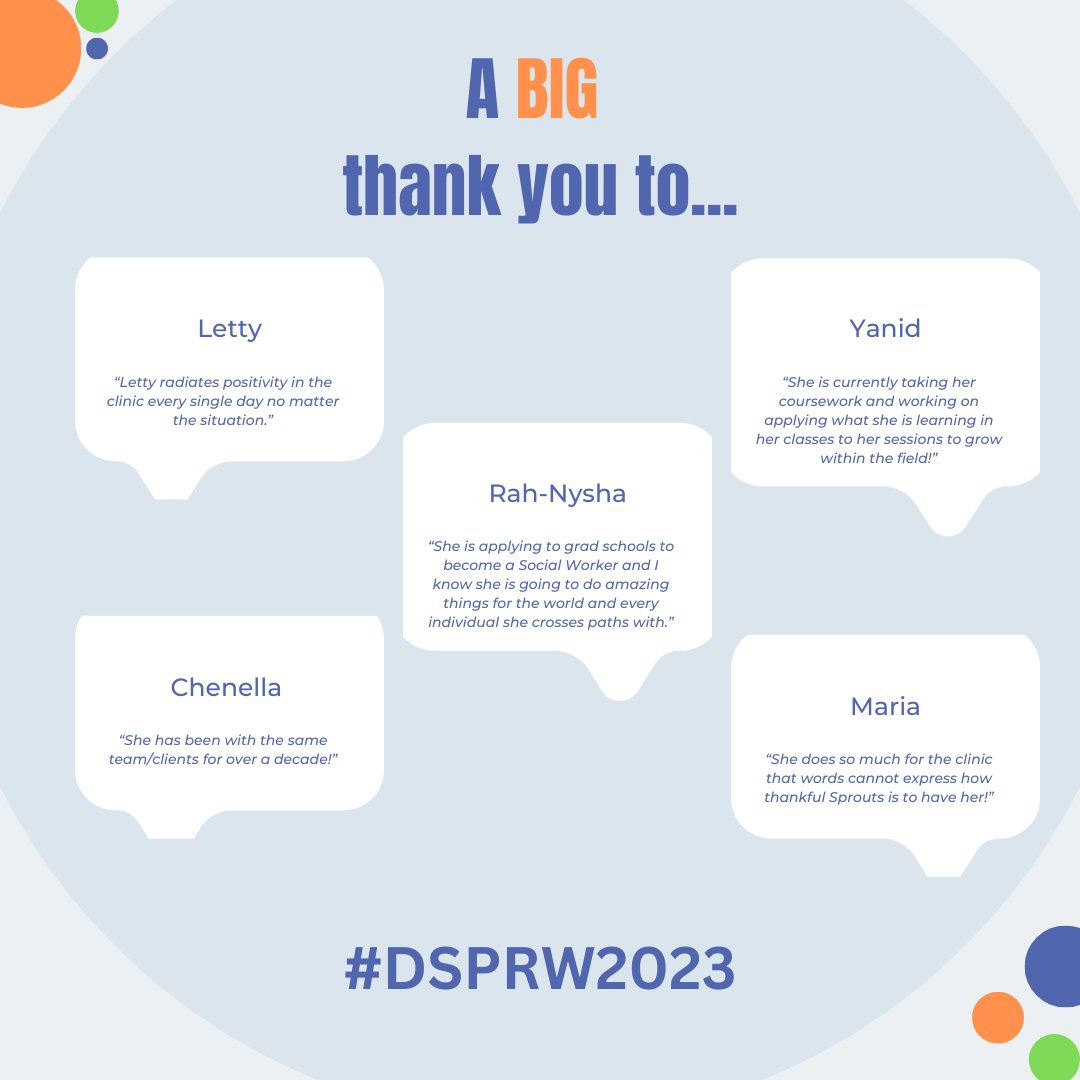 Our staff have been sharing wonderful stories and praise for our amazing DSPs and RBTs. Their dedication and impact are truly remarkable. Get ready to be inspired! 💙✨ #DSPWeek #DSPRecognition #RBTRecognition #EmployeeSpotlight #DSPRW2023