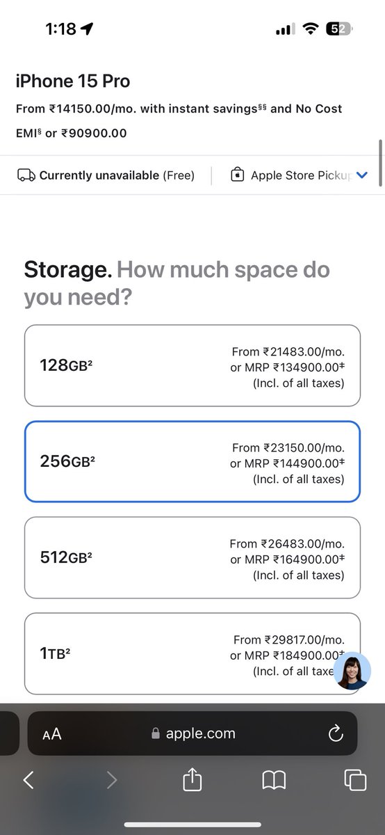 So even with trade-in (iPhone 14 Pro 256GB), I have to pay ₹90K for a iPhone 15 Pro 256 GB 

90K translates to USD1099~ 

Yeah I’m definitely not upgrading. Gonna figure out fixing the 14 Pro heating issues with Apple Support