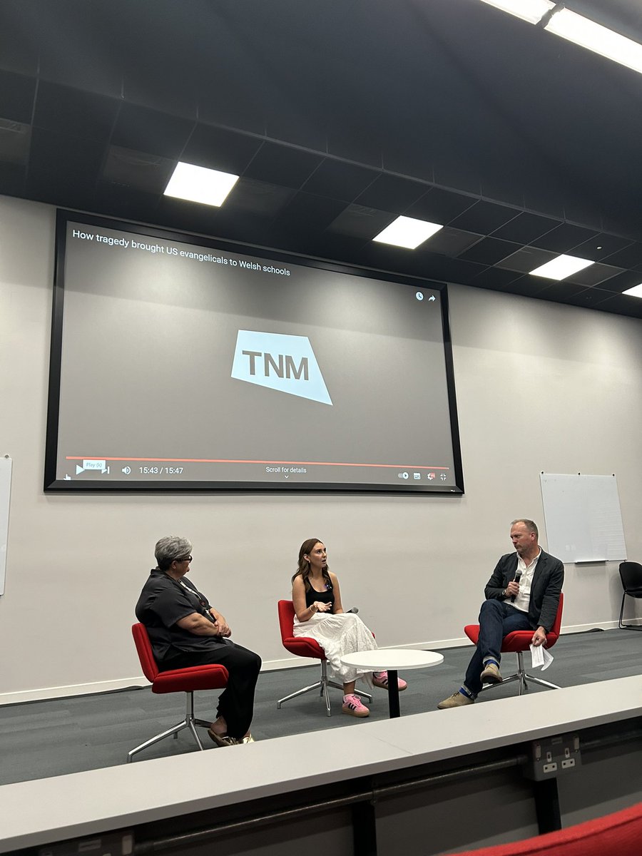 Brilliant to see <a href="/anwensleath/">Anwen Sleath</a>’s investigation on the US evangelical church which gained unchecked access into schools in Bridgend up on the big screen at <a href="/CardiffJomec/">JOMEC @ Cardiff Uni</a> 
Glad <a href="/ITVWales/">ITV Wales News</a> was able to play a part and contribute to the story in partnership with <a href="/thenewsmovement/">The News Movement</a>